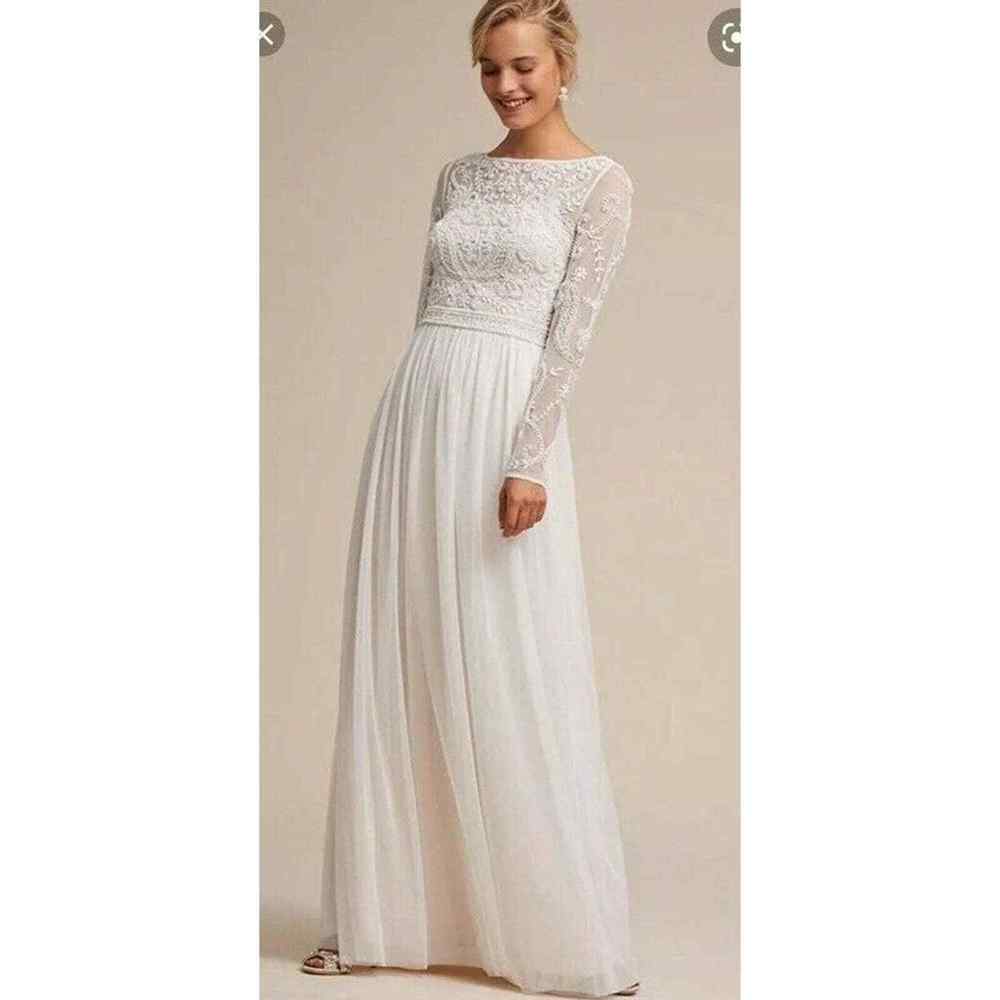 BHLDN Sinclair  Ivory Champagne Beaded Tulle Dress